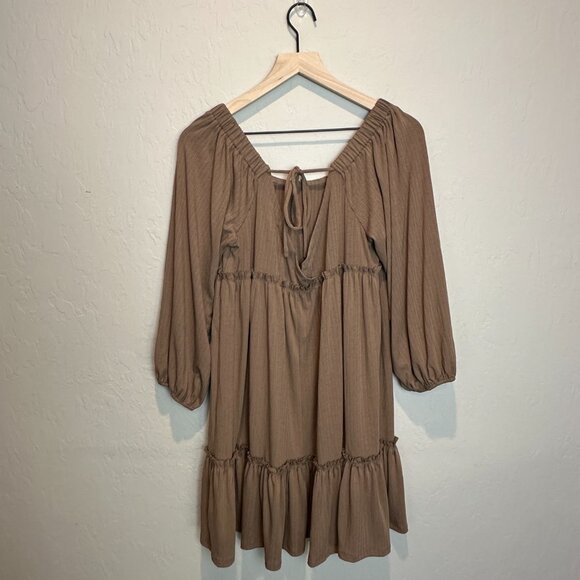 SHE+SKY Mocha Ribbed Tied Back Maternity Mini Dress from Pink Blush - Picture 8 of 12